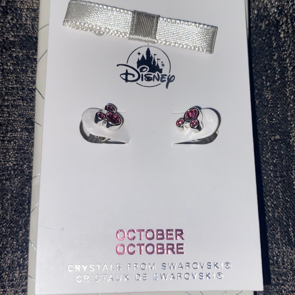 Mickey Mouse Crystal Birthstone Earrings for the month of OCTOBER